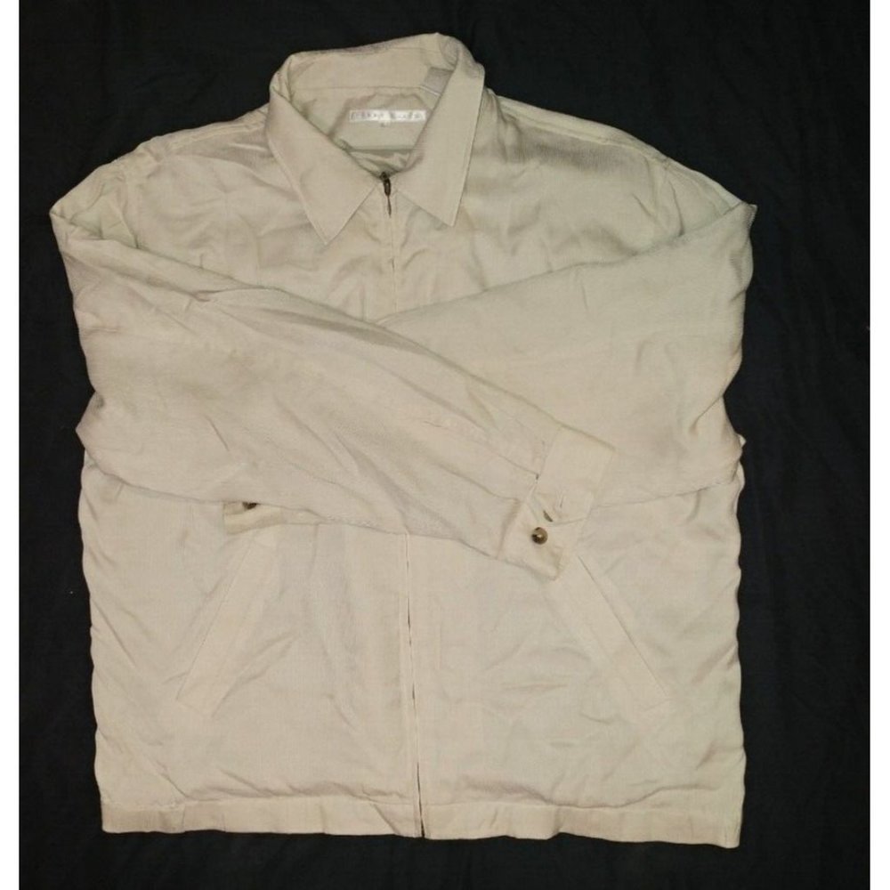 Perry Ellis Mens Vintage Silk Golf Jacket Style MH9310 Large Beige
